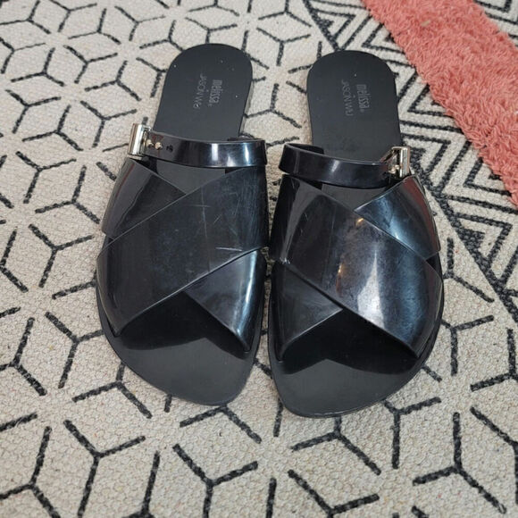 Melissa+Jason Wu Diane Vegan Slide Jelly in Black, sz 7 - Picture 2 of 16